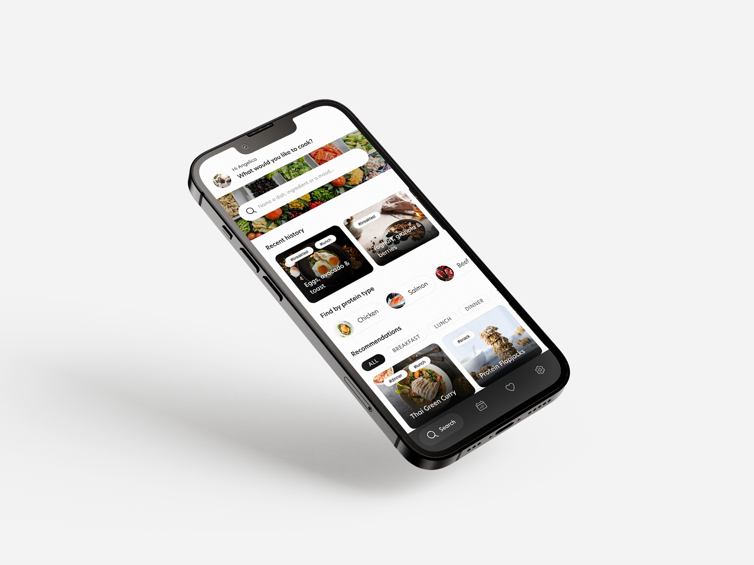 Mobile app interface on a phone